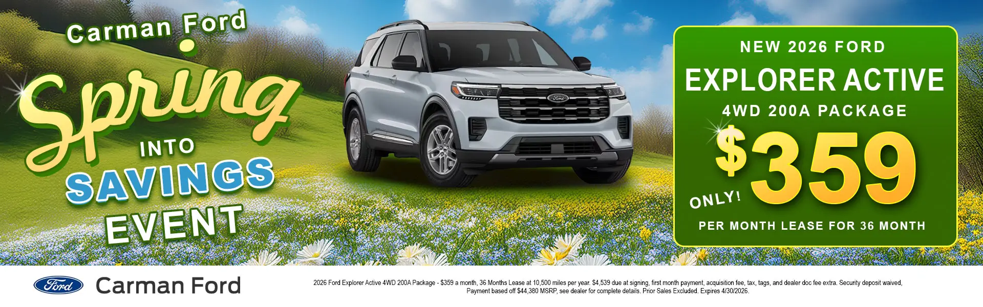 Special offer on    New 2026 Ford Explorer Active 4WD 200A Package